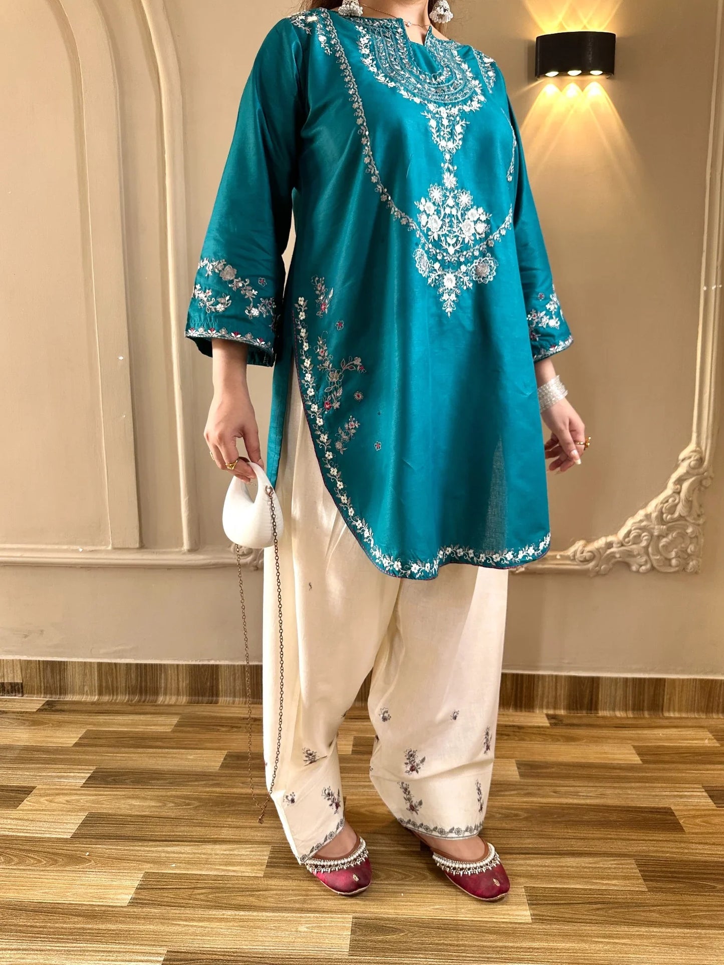 Tehzeeb Libas Lawn Embroidered Stitched 2-Piece Suit-Zirwa