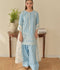 Tehzeeb Libas Lawn Embroidered Stitched 3-Piece Suit-Soraya Sky