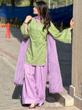Grrren-Tehzeeb Libas Lawn Embroidered Stitched 3-Piece Suit-Zaviya 