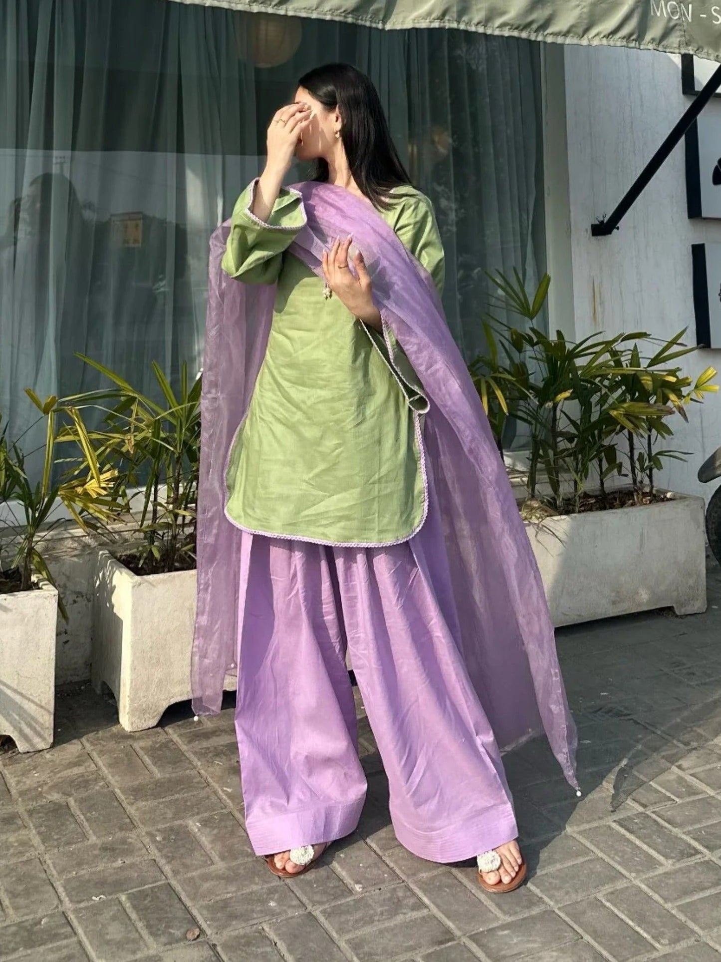 Grrren-Tehzeeb Libas Lawn Embroidered Stitched 3-Piece Suit-Zaviya 