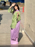 Grrren-Tehzeeb Libas Lawn Embroidered Stitched 3-Piece Suit-Zaviya 