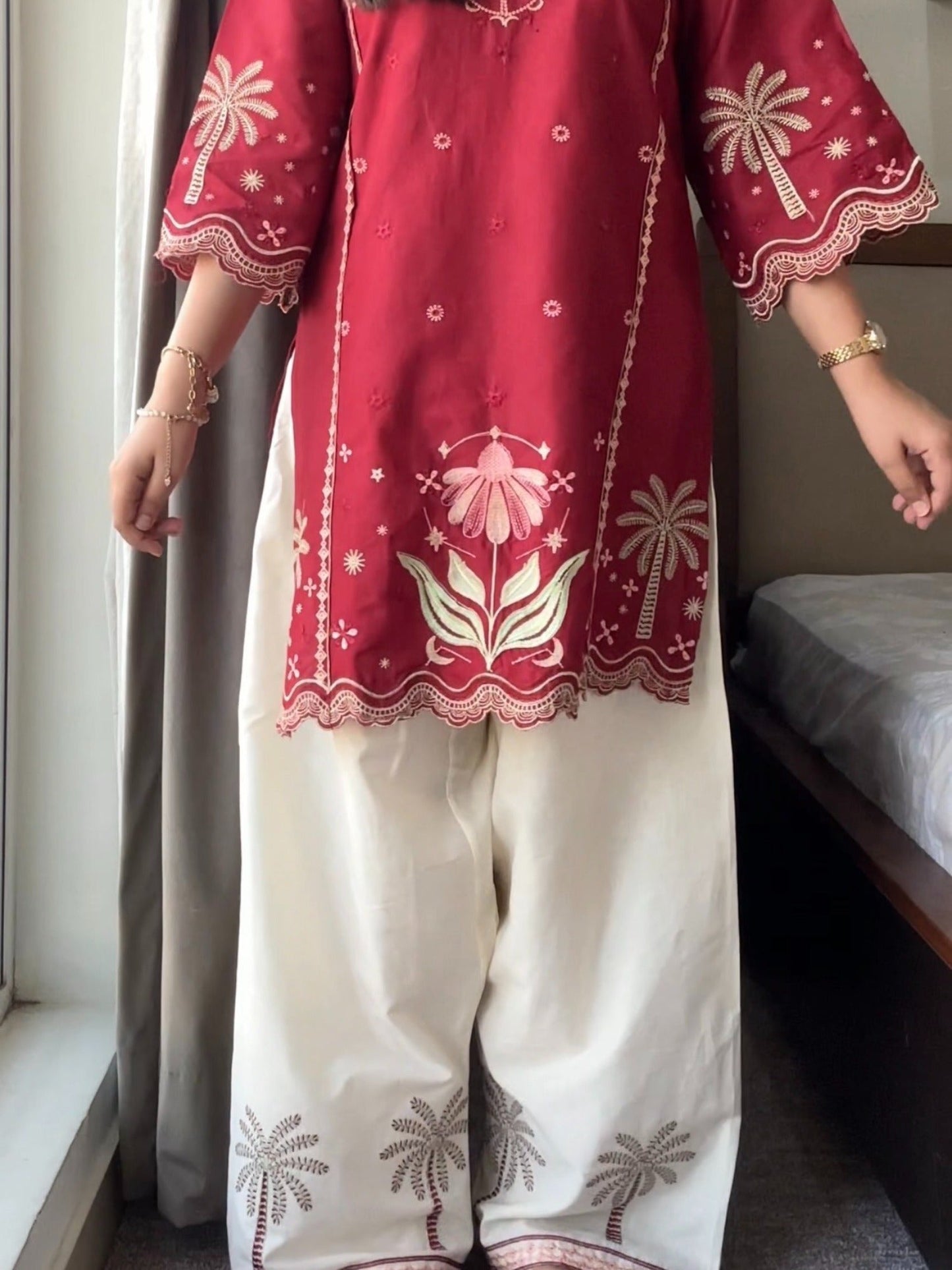 Tehzeeb Libas Lawn Embroidered Stitched 2-Piece Suit-Saba