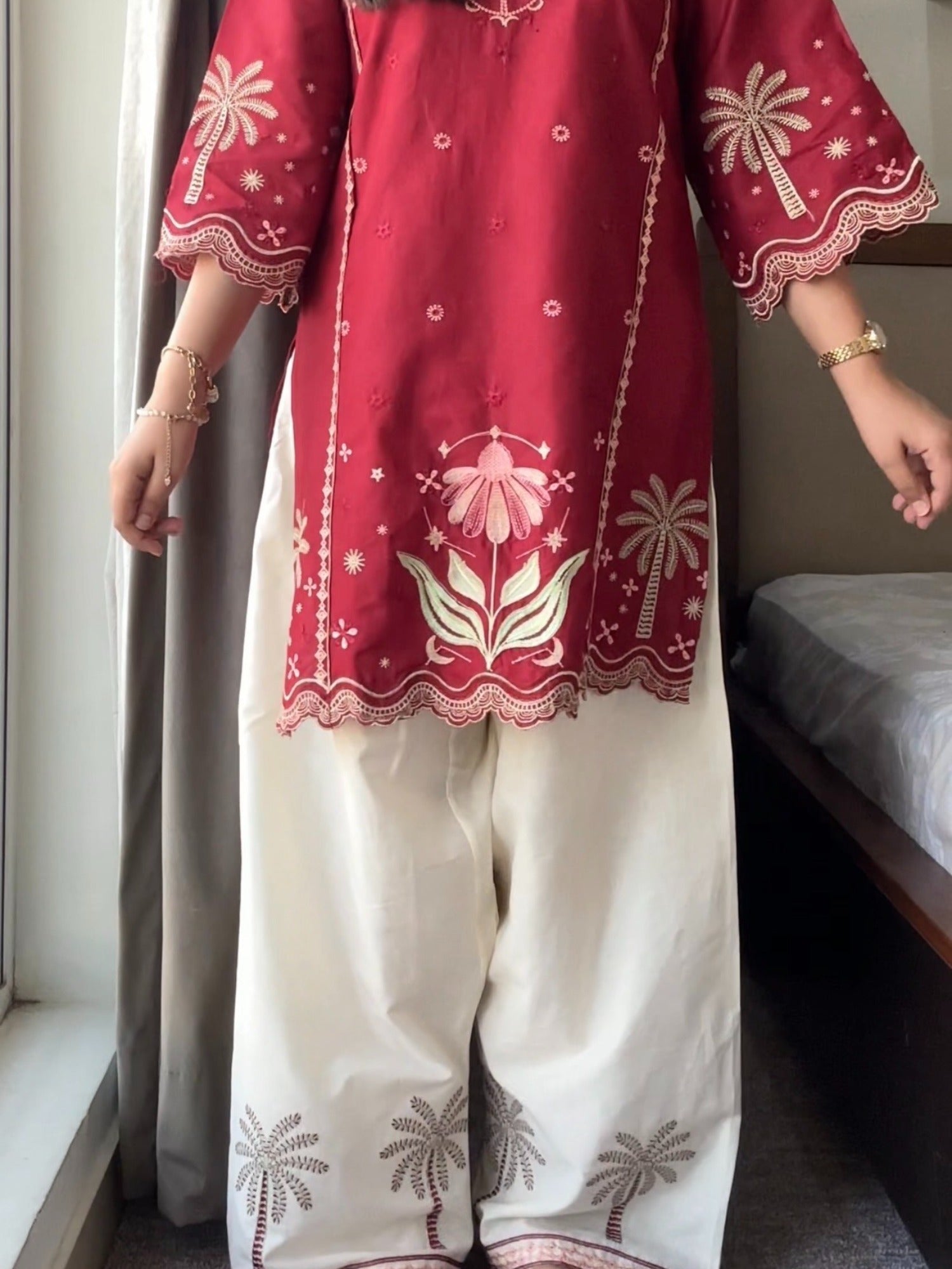 Tehzeeb Libas Lawn Embroidered Stitched 2-Piece Suit-Saba