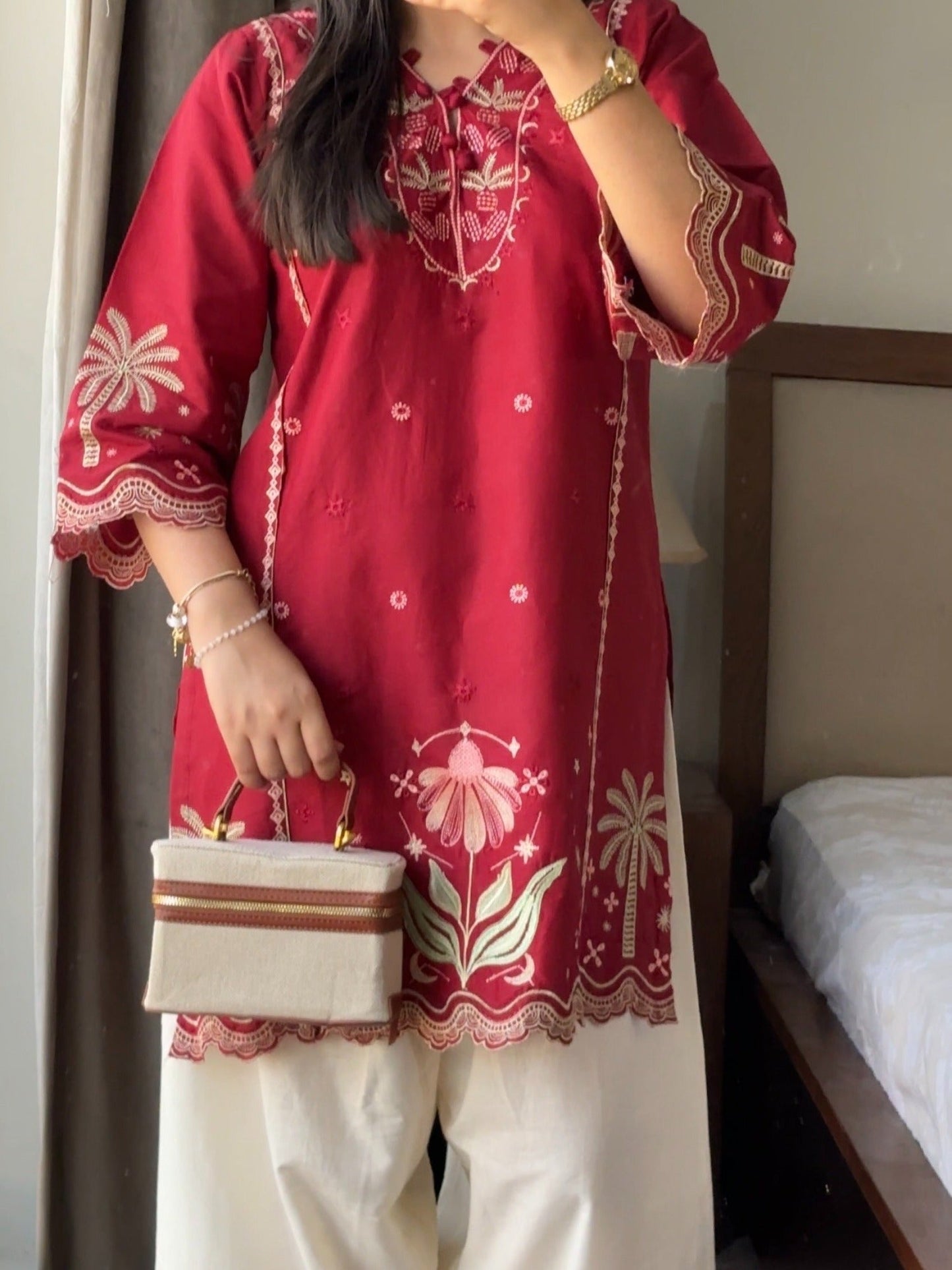 Tehzeeb Libas Lawn Embroidered Stitched 2-Piece Suit-Saba
