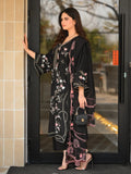 Black Tehzeeb Libas Lawn Embroidered Stitched 3-Piece Suit-Hania