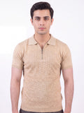 Beige - Salaar Clothing Cotton Textured Polo Shirt-Off white