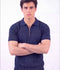 Salaar Clothing Cotton Textured Polo Shirt-Navy Blue