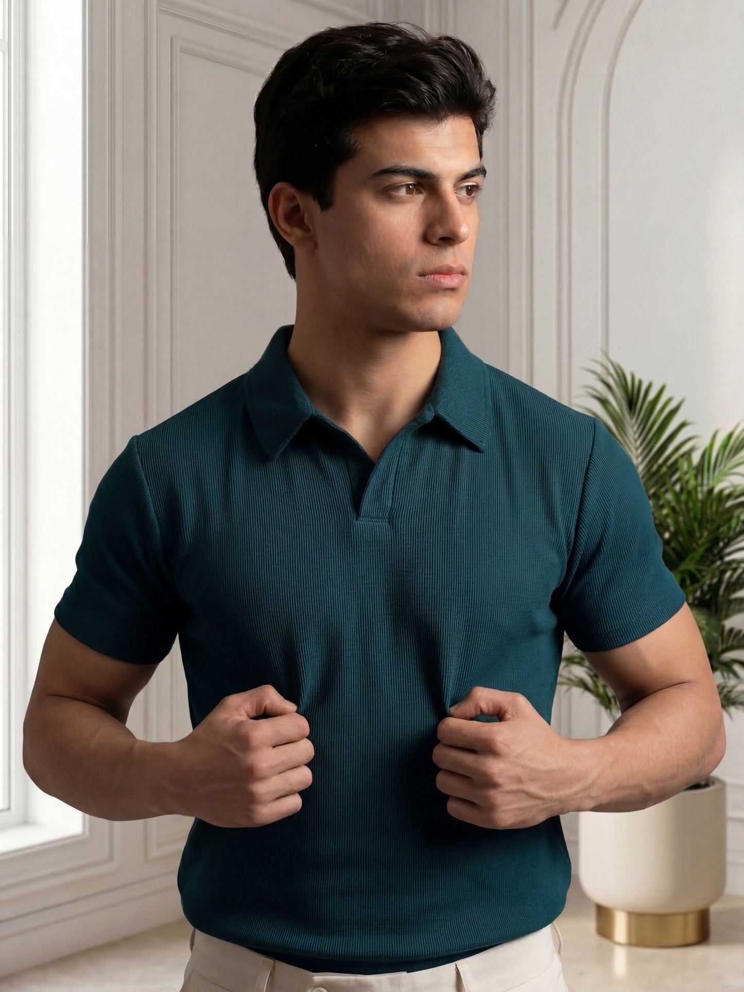 Green Salaar Clothing Cotton Polo Shirt-Zinc