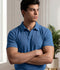 Salaar Clothing Cotton Ribbed Polo Shirts- Sky Blue