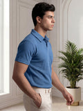 Sky Blue-Salaar Clothing Cotton Ribbed Polo Shirts-Sky Blue