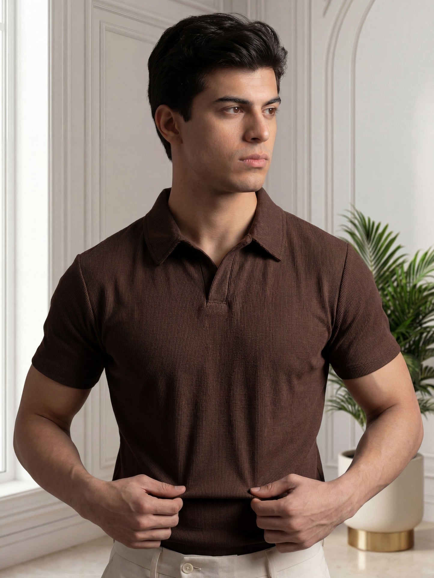 Brown - Salaar Clothing Cotton Polo Shirt-Chocolate brown