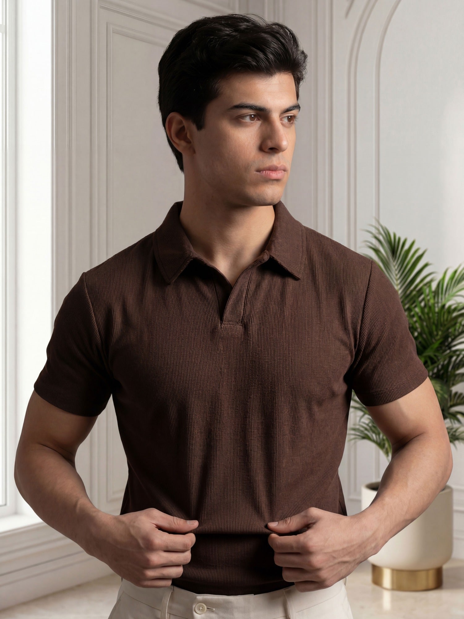 Brown - Salaar Clothing Cotton Polo Shirt-Chocolate brown