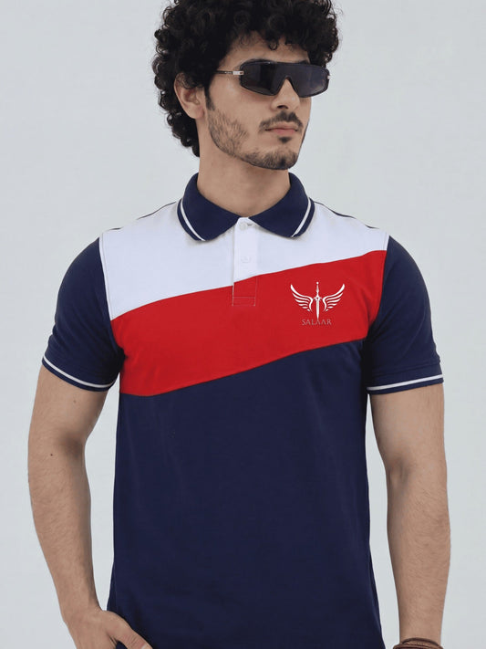Blue - Salaar Clothing Cotton Pique Polo Shirt-Tri color Basic Polo