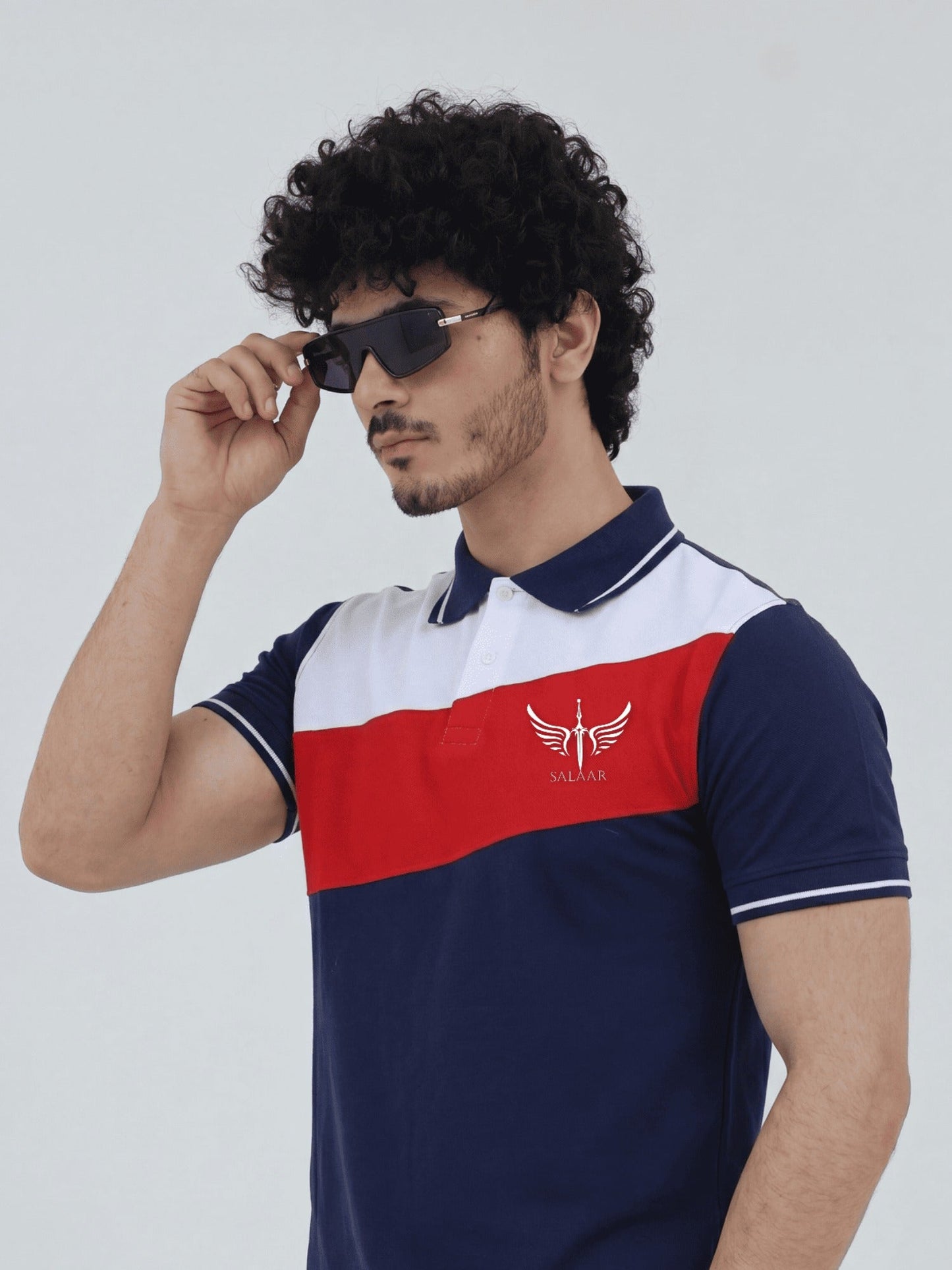 Blue - Salaar Clothing Cotton Pique Polo Shirt-Tri color Basic Polo