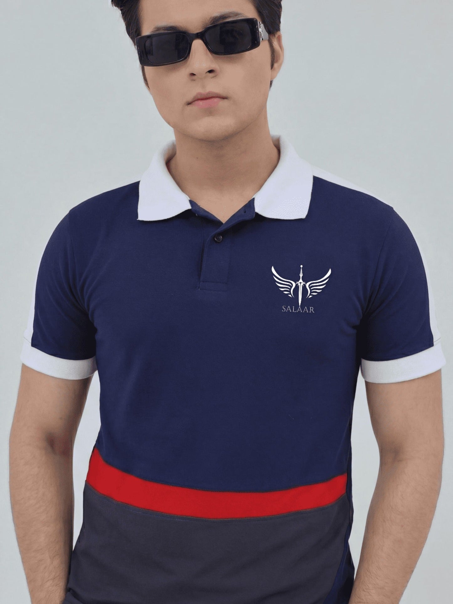 Blue -  Salaar Clothing Pique Cotton Polo Shirt-Titan Blend Basic Polo