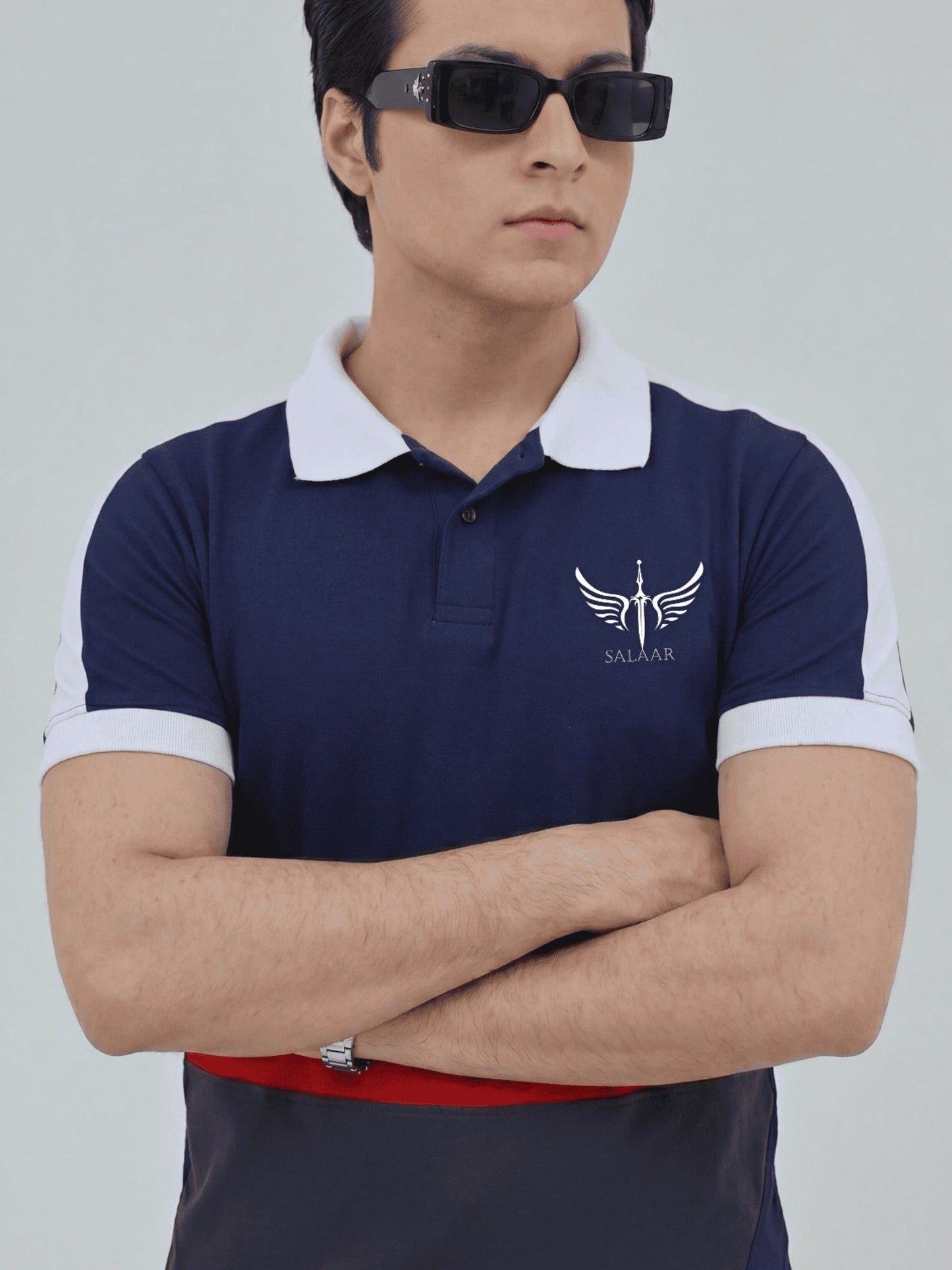 Blue -  Salaar Clothing Pique Cotton Polo Shirt-Titan Blend Basic Polo