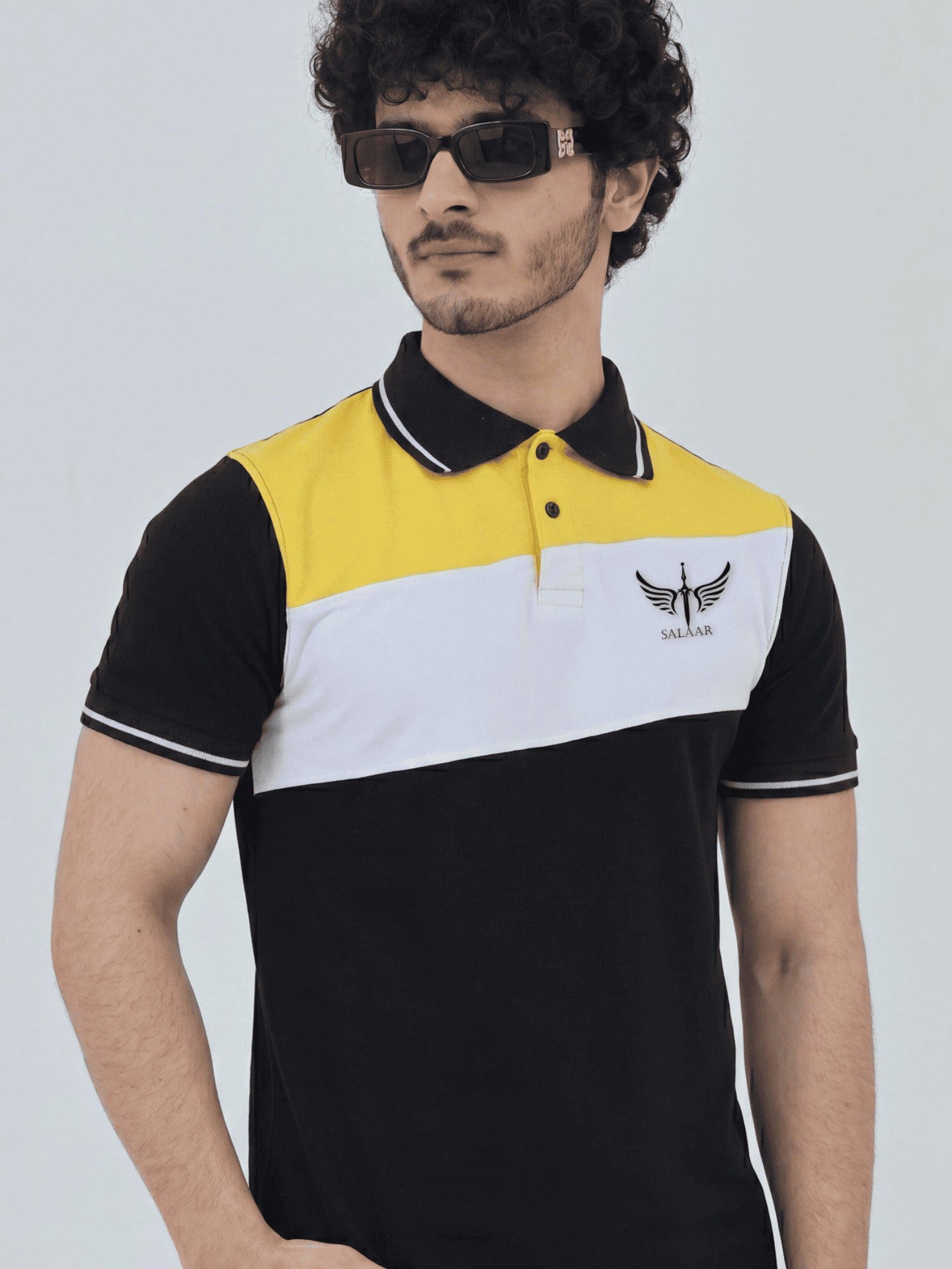 Black-Salaar Clothing Pique Cotton Polo Shirt-Eclipse Trio Basic Polo