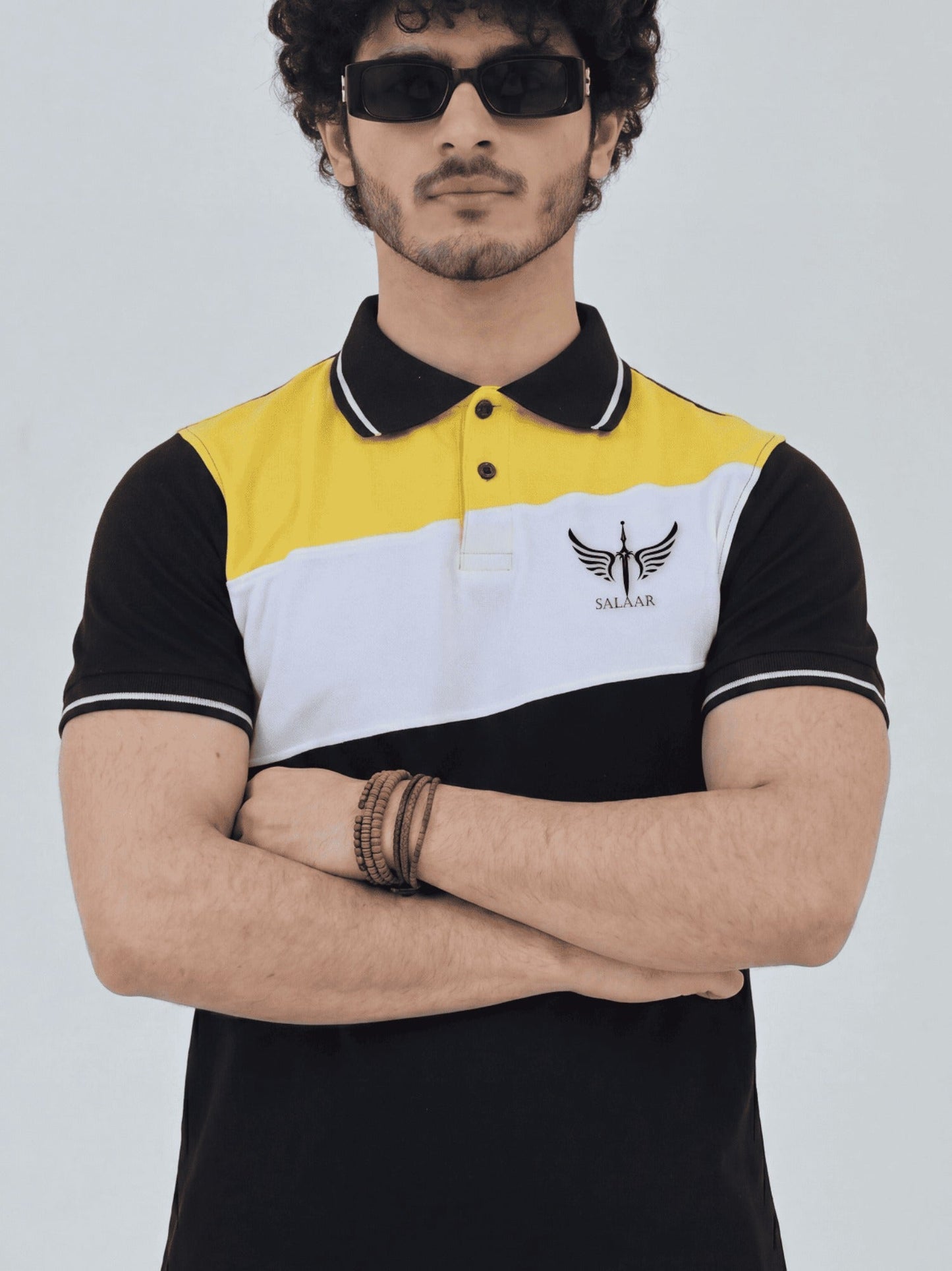 Black-Salaar Clothing Pique Cotton Polo Shirt-Eclipse Trio Basic Polo