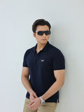 Navy Blue-Salaar Clothing Cotton Textured Polo Shirt-Navy Blue