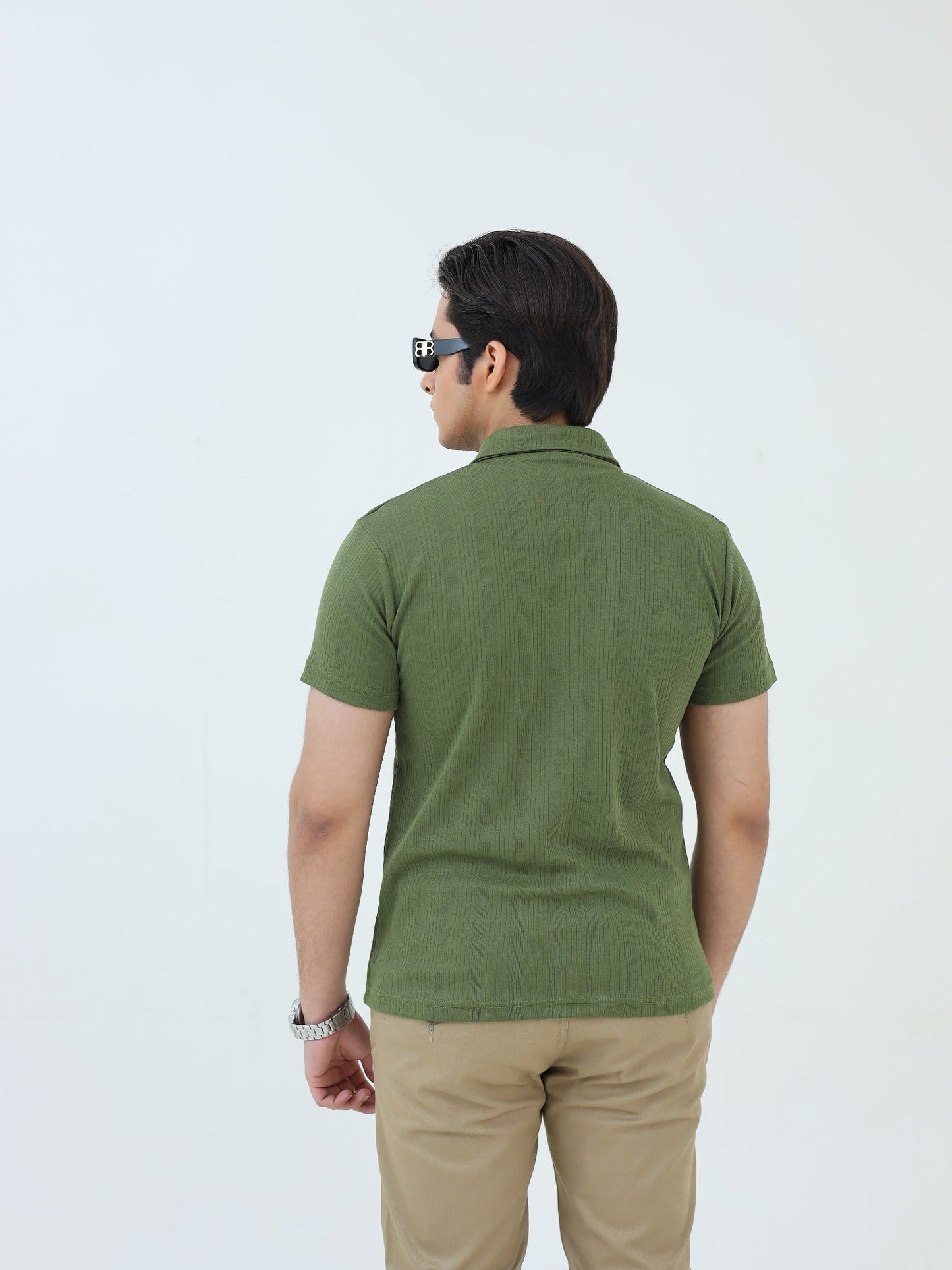 Salaar Clothing Cotton Knitted Polo Shirt-Olive Green