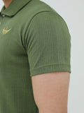 Salaar Clothing Cotton Knitted Polo Shirt-Olive Green