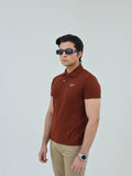 Salaar Clothing Cotton Knitted Polo Shirt-Chocolate Brown