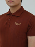 Salaar Clothing Cotton Knitted Polo Shirt-Chocolate Brown