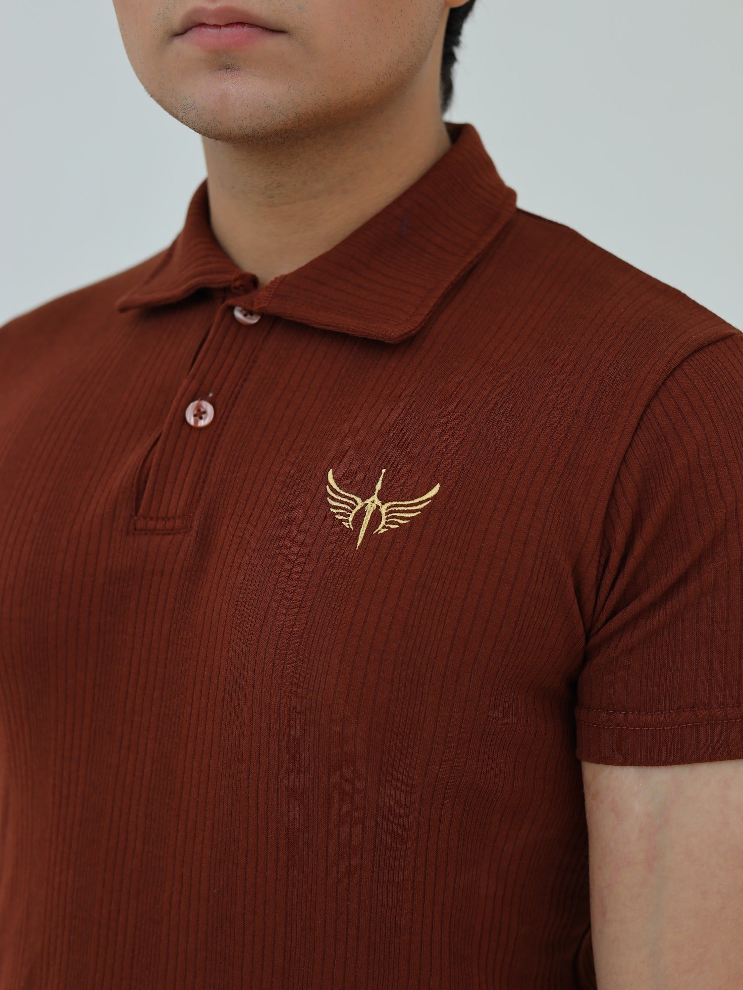 Salaar Clothing Cotton Knitted Polo Shirt-Chocolate Brown