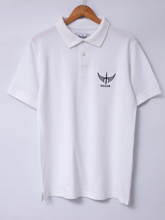 Salaar Clothing Cotton Polo Shirt-White