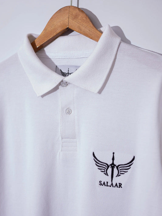 Salaar Clothing Cotton Polo Shirt-White