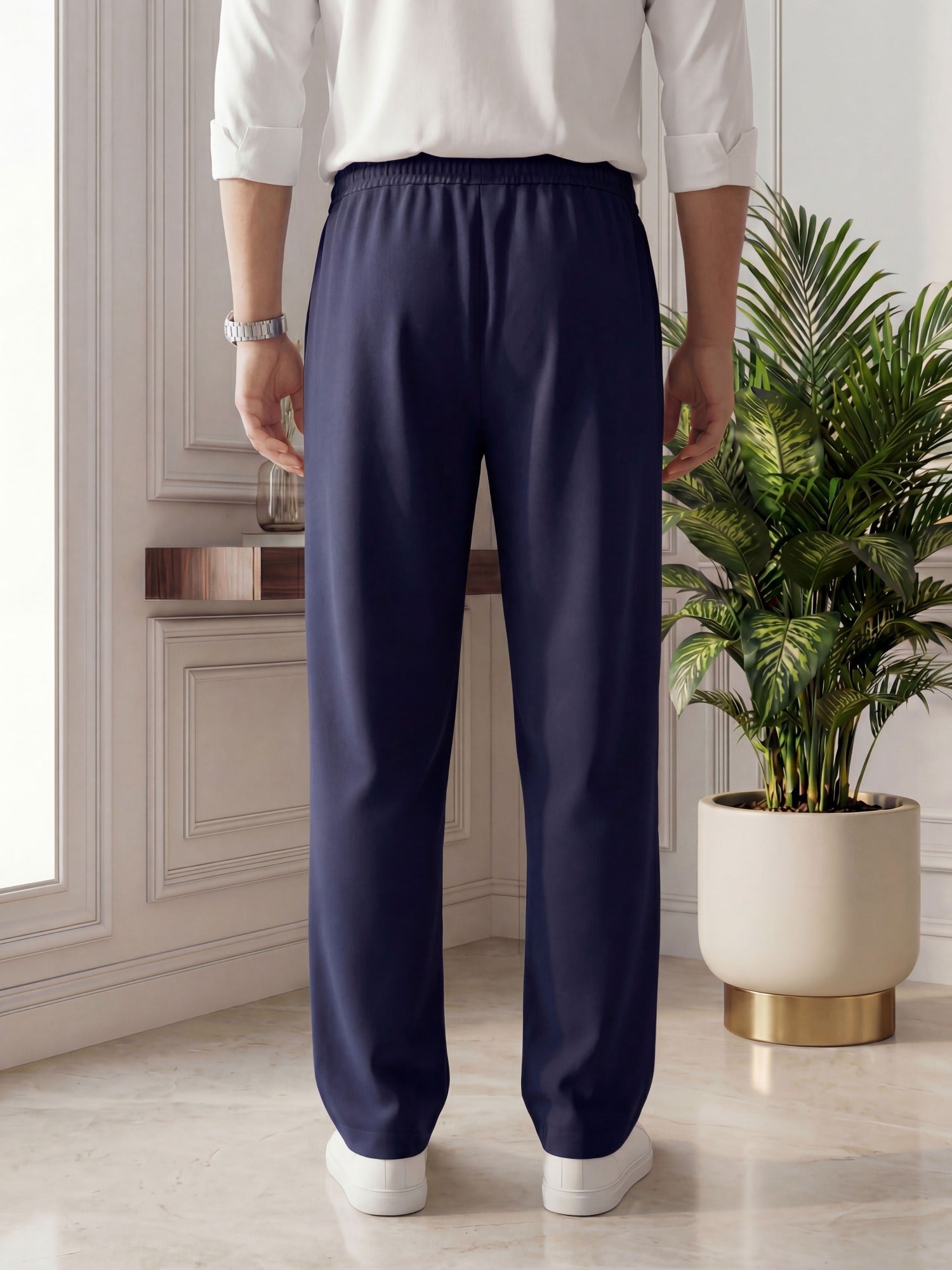Salaar Clothing Baggy Fit Micro Stretch Trouser-Navy Blue