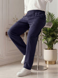 Salaar Clothing Baggy Fit Micro Stretch Trouser-Navy Blue