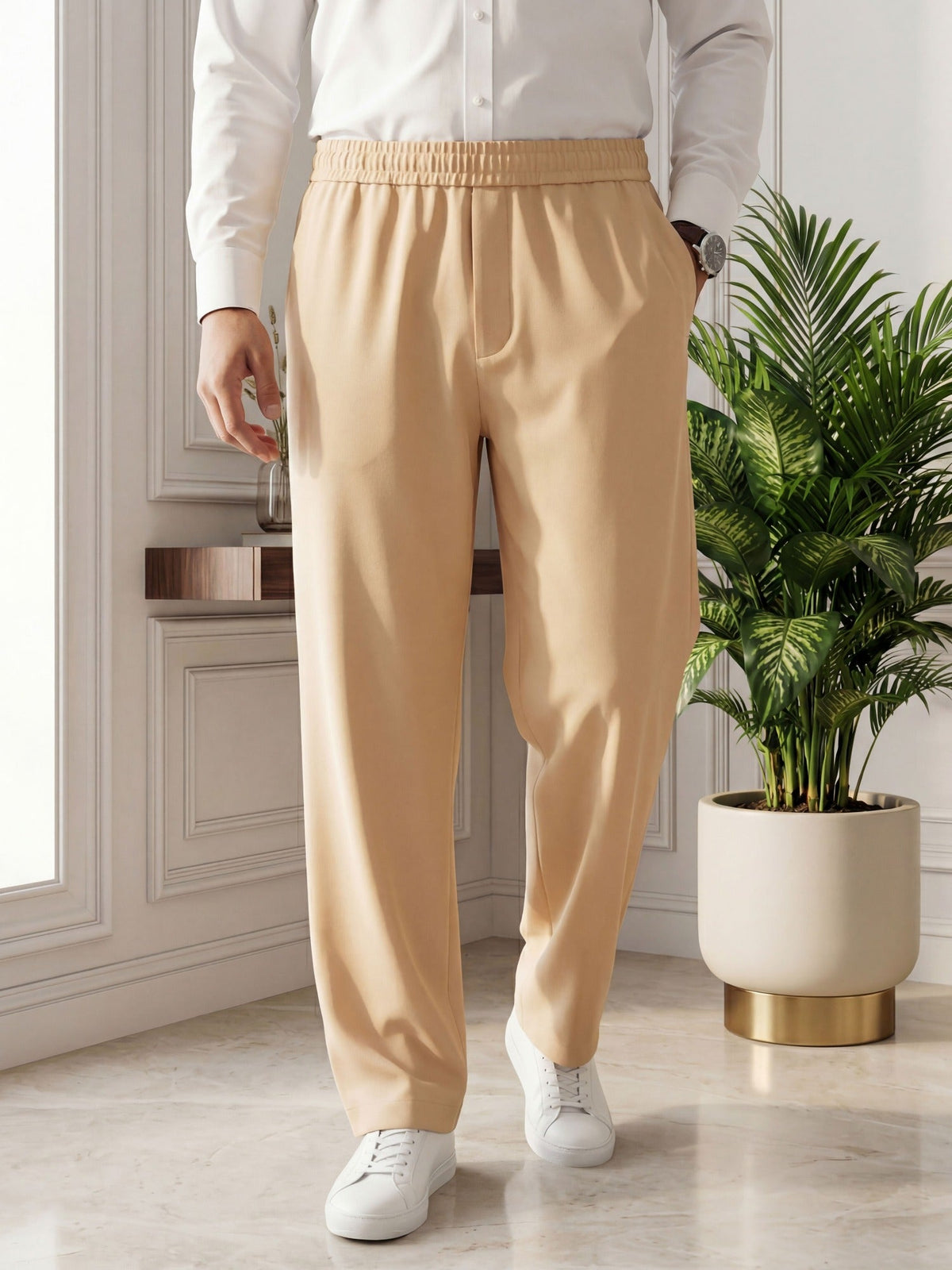 Salaar Clothing Baggy Fit Micro Stretch Trouser-Off White