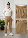 Salaar Clothing Straight Fit Woven Terry Trouser Pant-Khaki