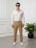 Salaar Clothing Straight Fit Woven Terry Trouser Pant-Khaki