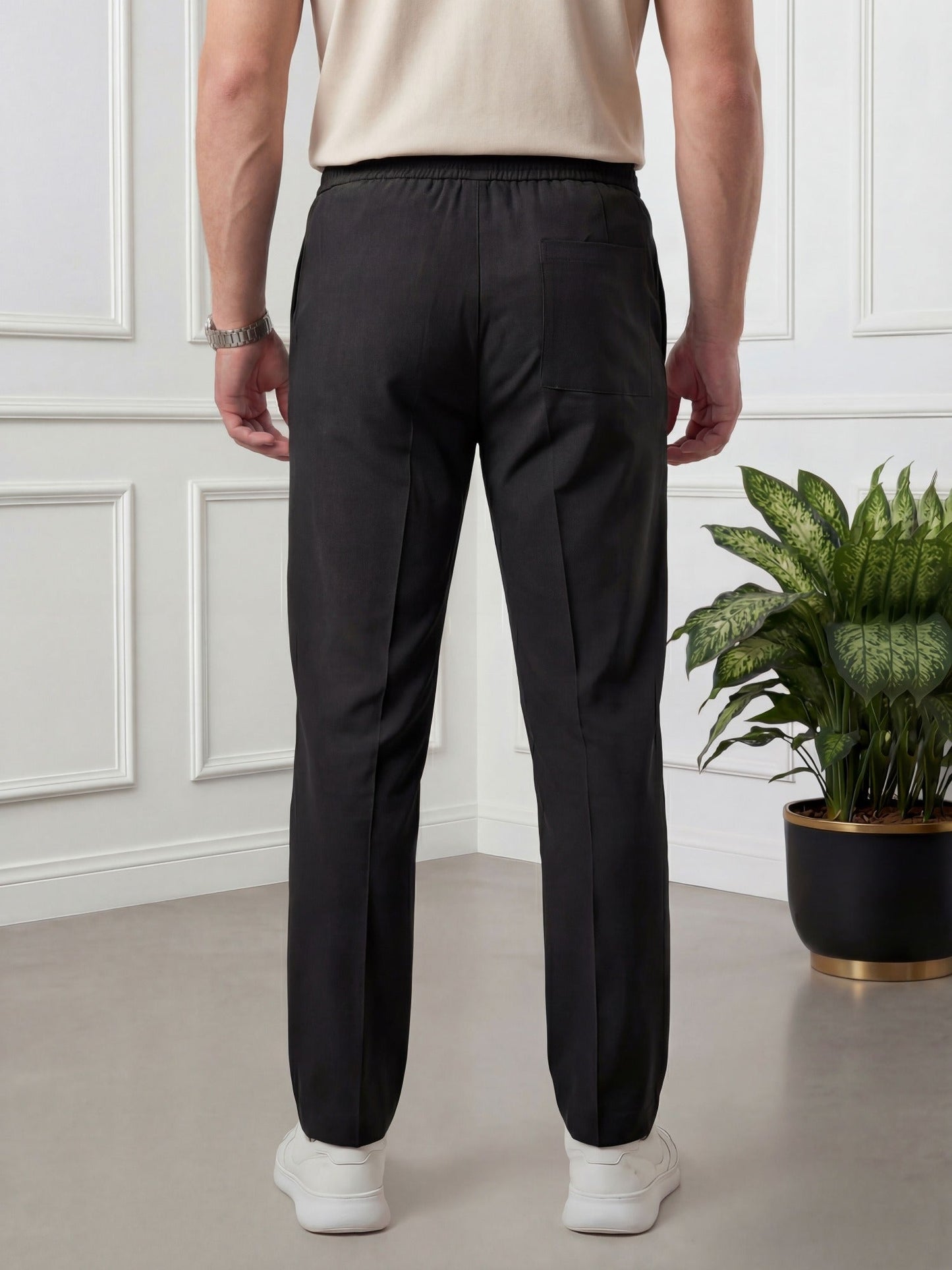 Salaar Clothing Straight Fit Cotton Trouser Pant-Black
