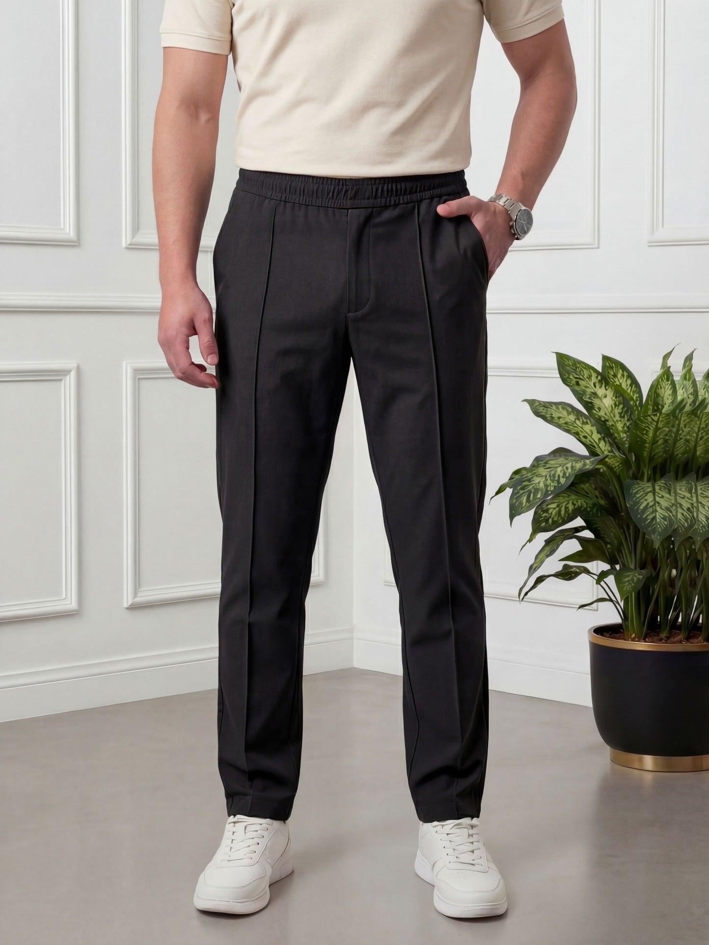Salaar Clothing Straight Fit Cotton Trouser Pant-Black