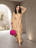 Savarna Raw Silk Embellished Stitched 3-Piece Suit - Skin Golden 61