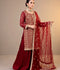 Savarna Chiffon Embroidered Sharara-Maroon-60