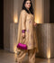 Savarna Raw Silk Embellished Stitched 3-Piece Suit-Skin Golden-61