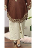 Brown-Tehzeeb Libas Lawn Embroidered Stitched 2-Piece Suit-Nagma             