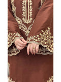 Brown-Tehzeeb Libas Lawn Embroidered Stitched 2-Piece Suit-Nagma             