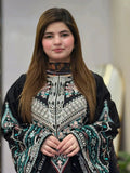 Black-Tehzeeb Libas Lawn Embroidered Stitched 3-Piece Suit-Sajjal B