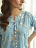Blue-Tehzeeb Libas Lawn Embroidered Stitched 3-Piece Suit-Bluebell Bloom