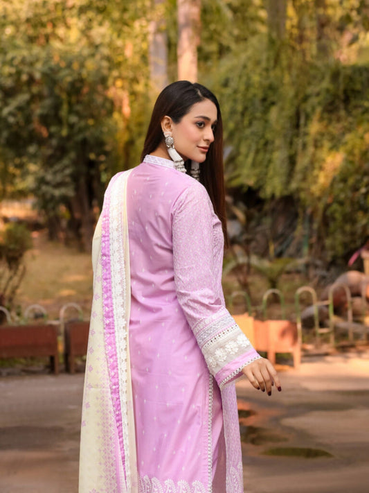 Lamorado Lawn Embroidered Unstitched 3-Piece Suit-LWSU-25CK302 Chikankari Lilac