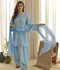 Tehzeeb Libas Lawn Embroidered Stitched 3-Piece Suit-Sky Dream