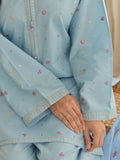 Blue-Tehzeeb Libas Lawn Embroidered Stitched 3-Piece Suit-Sky Dream               