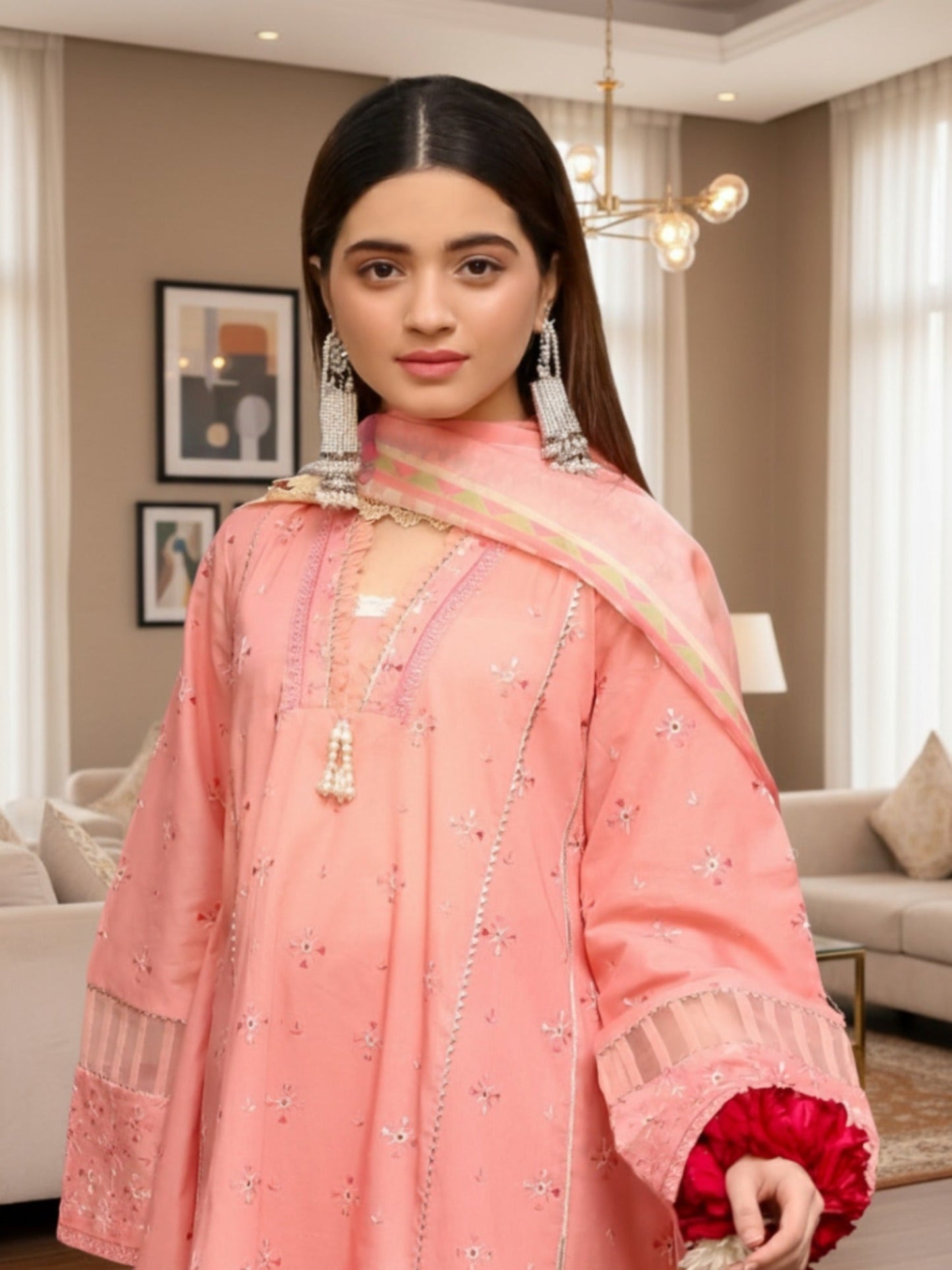 Lamorado Lawn Embroidered Unstitched 3-Piece Suit-LWSU-25CK303 Chikankari Peach