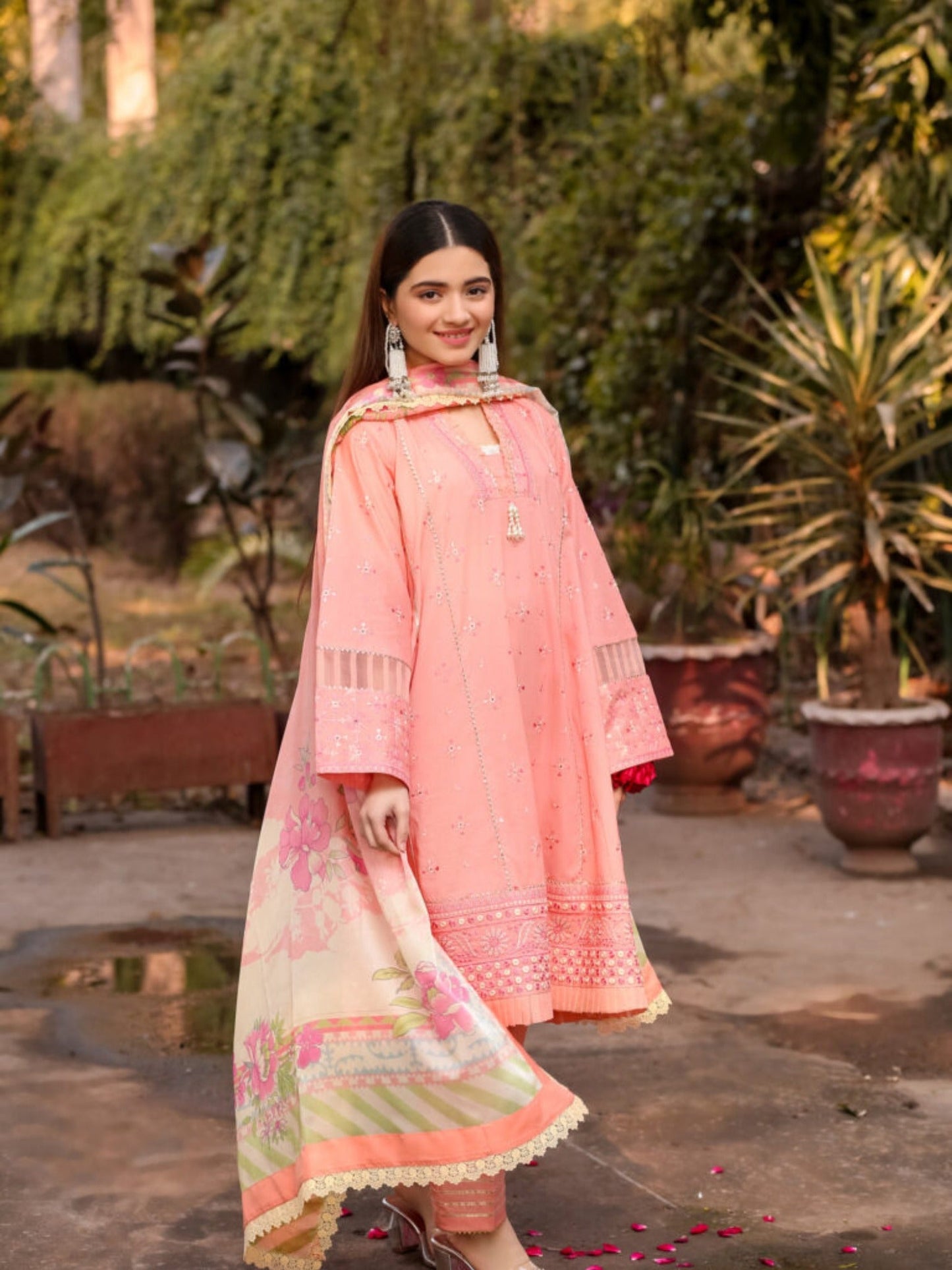 Lamorado Lawn Embroidered Unstitched 3-Piece Suit-LWSU-25CK303 Chikankari Peach