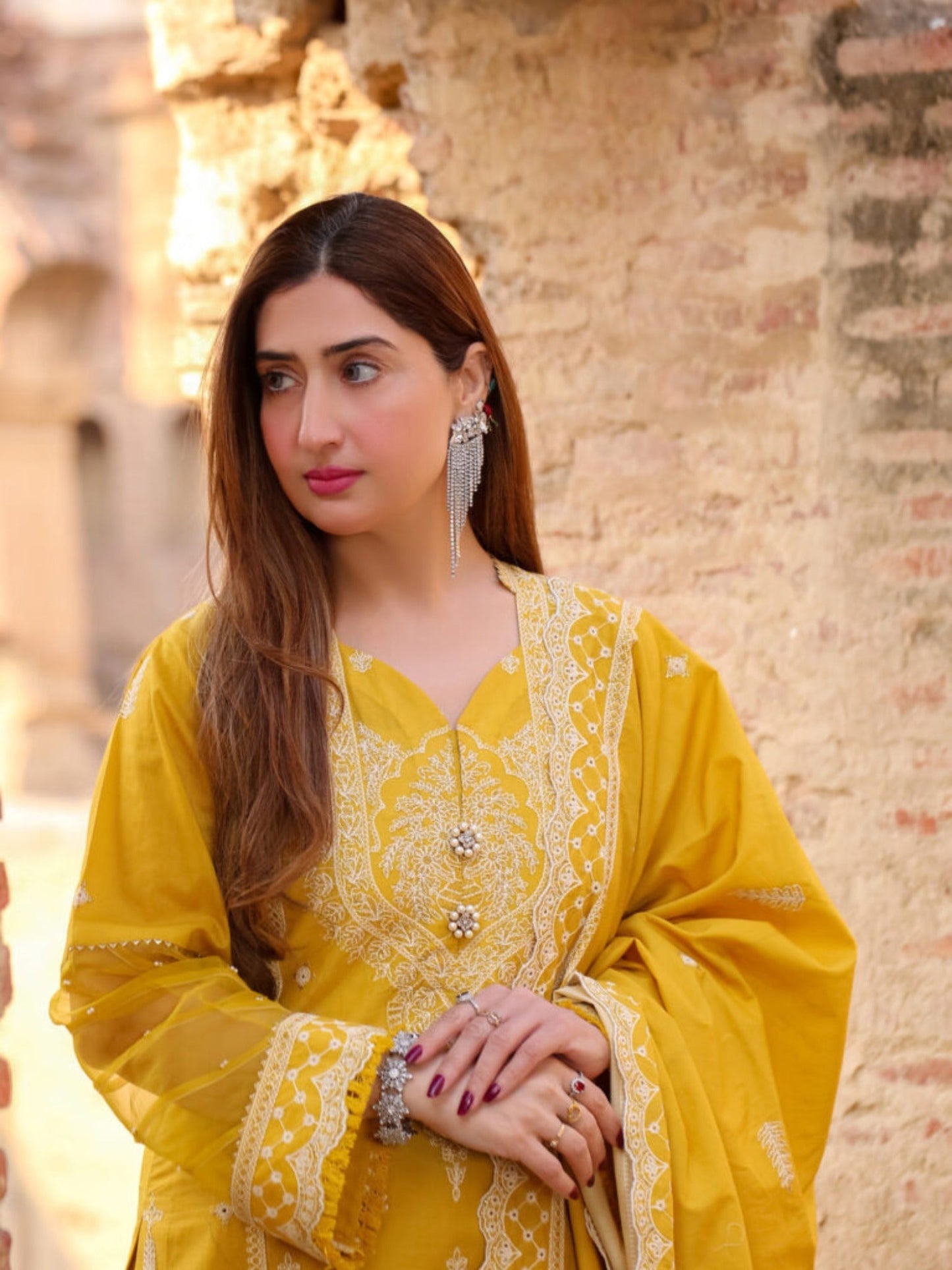 Lamorado Lawn Embroidered Unstitched 3-Piece Suit-LWSU-25CK306 Chikankari Mustard